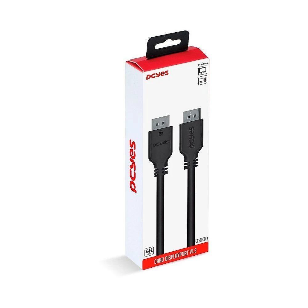 Cabo Displayport PDPM-2 Macho para Displayport 2M V1.2 com Largura de Banda 32.4GBPS Pcyes