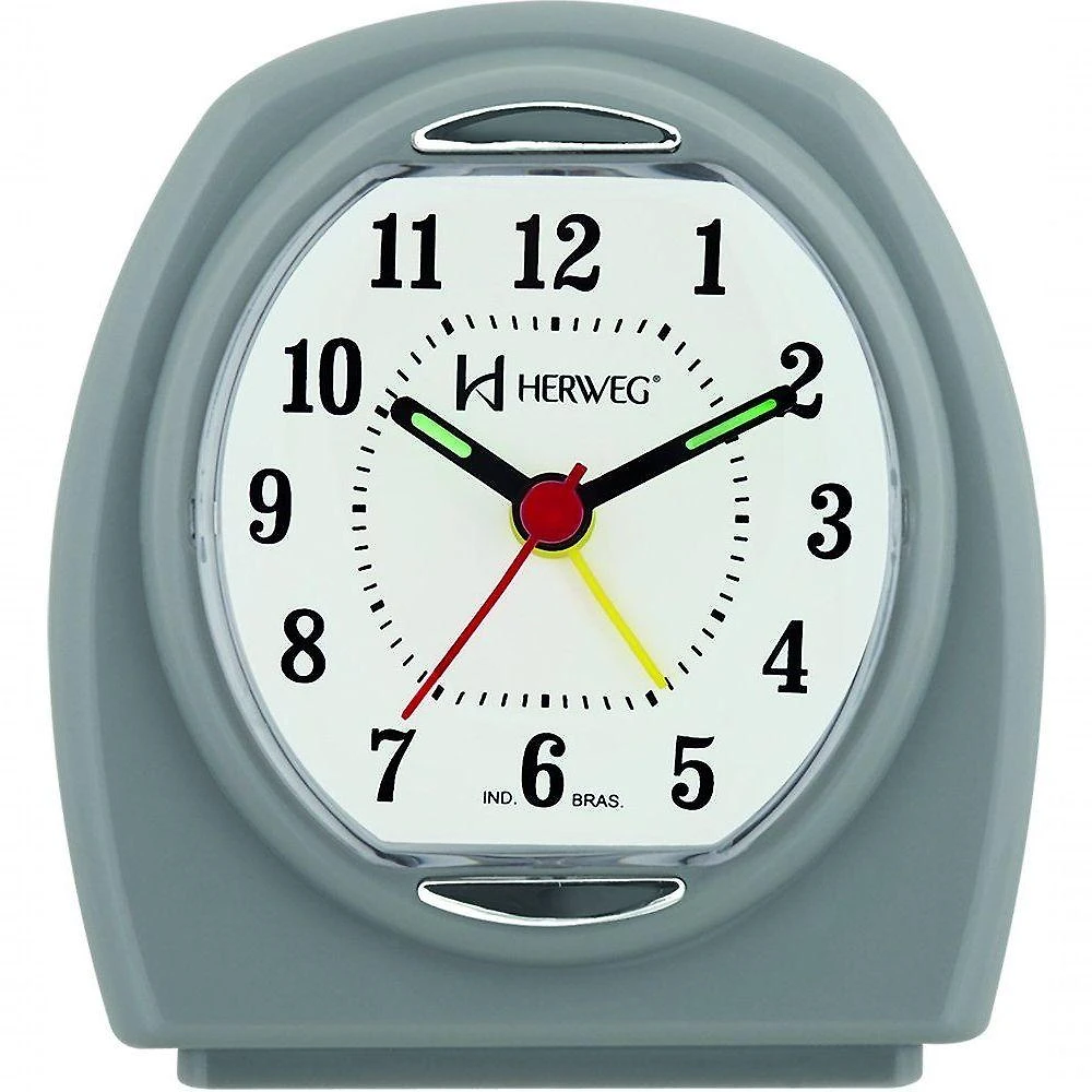 Relógio Despertador Quartz Pilha Pequeno Cinza - Cinza