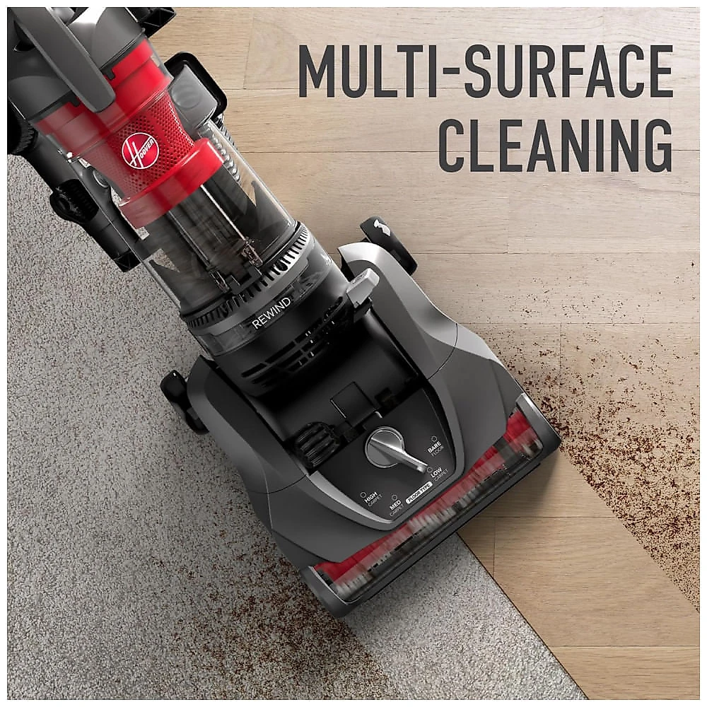 Aspirador de Pó Hoover Rewind Pet Upright Bagless para Carpetes e Pisos Duros, Limpeza Acima do Chão, Fio Automático Retrátil