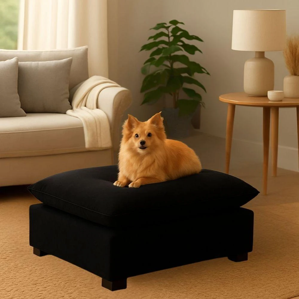 Cama Puff para Pet Black House Decor para Cachorro e Gato em Suede Preto 1 Unidade