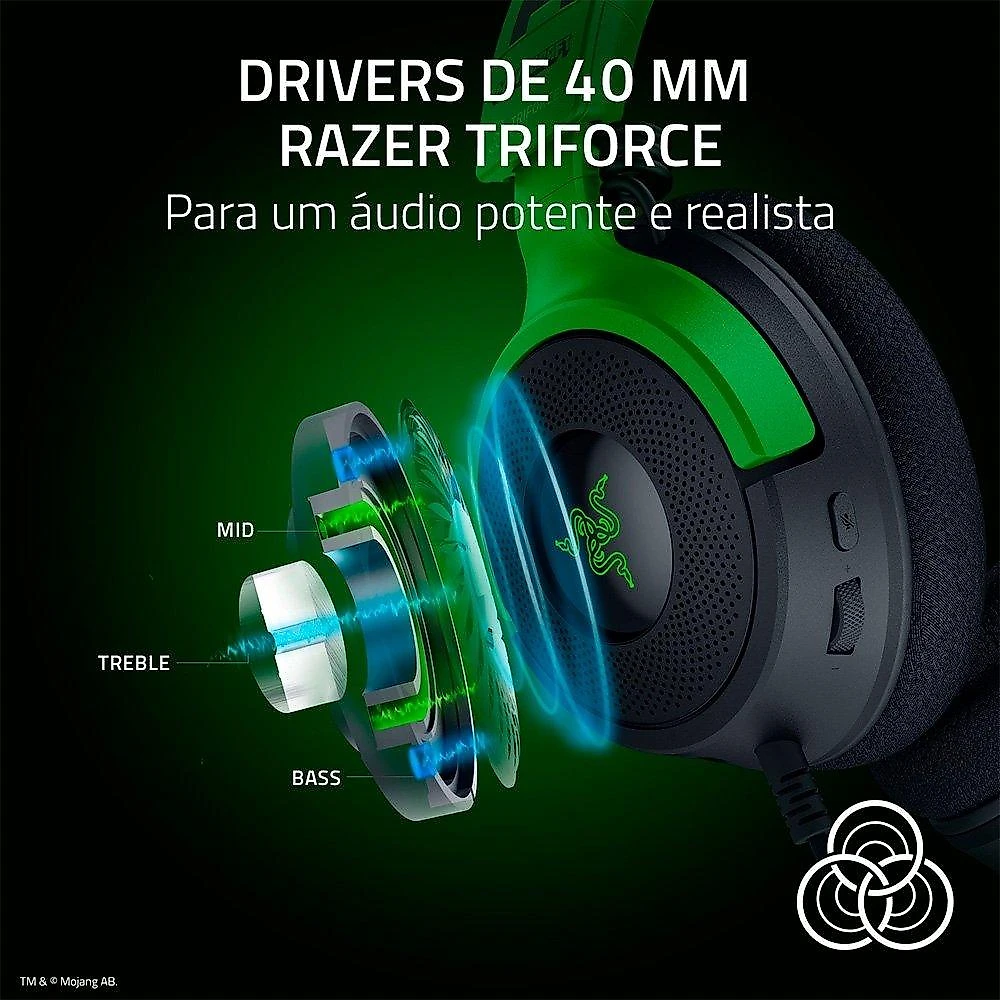Headset Gamer Razer Kraken V4 X, Som Surround 7.1, Conexão USB, Minecraft Edition - RZ04-05180200-R3M1