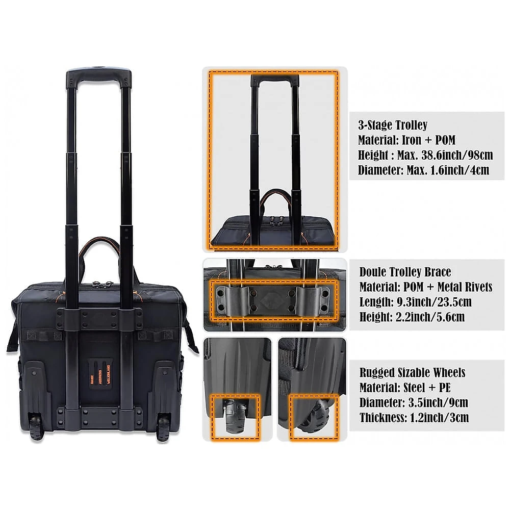 Bolsa de Ferramentas Organizadora com 46 Compartimentos, WELKINLAND, Preto
