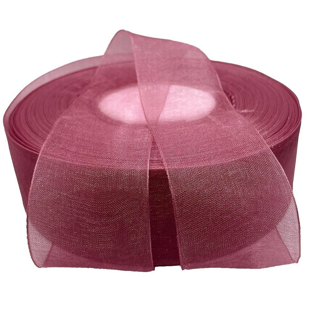 Fita de Organza Voal Premium em 38MM Rose Forte 10M OEM