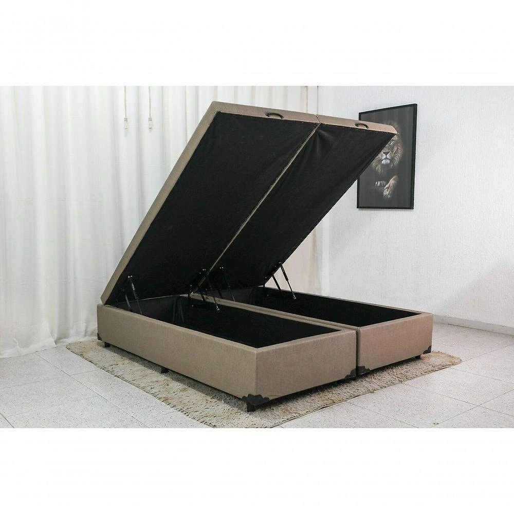 Cama Box Baú Queen Bipartido Suede 158x198x42 Bege