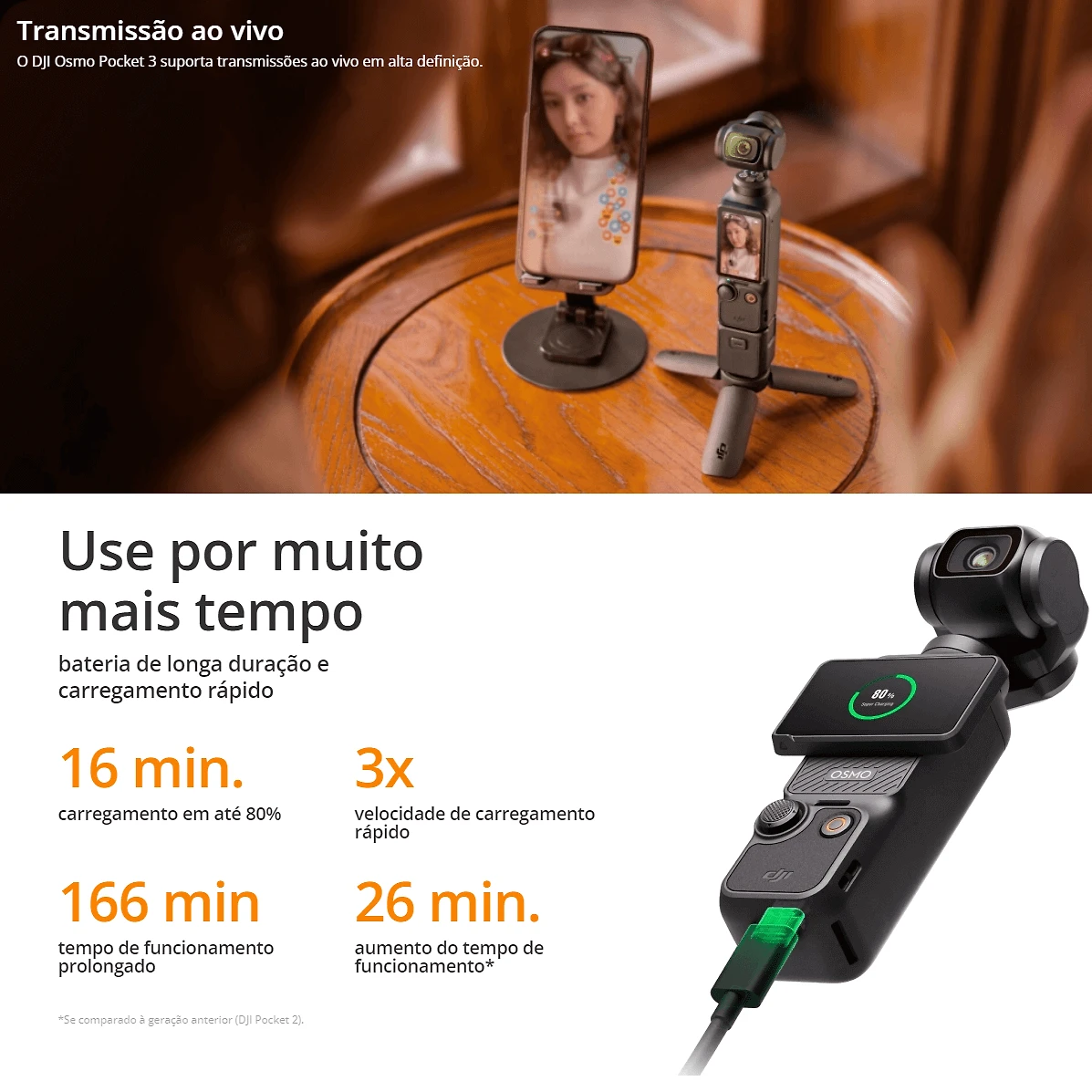 Câmera DJI Osmo Pocket 3 Gimbal 4K