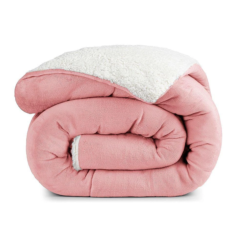 Edredom Coberdrom Insinuante Solteiro Sherpa Toque Lã Carneiro - Rosa - 100% Poliéster