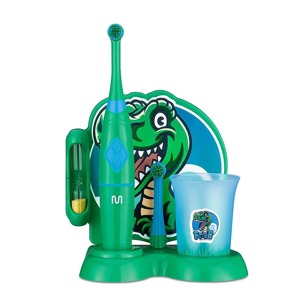Escova infantil elétrica rotacional multi saúde funny brush fred  - hc053 verde