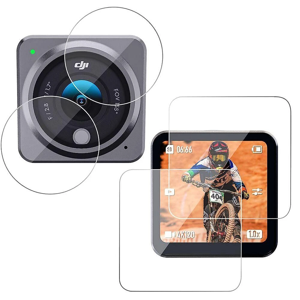 Kit Películas Vidro Lente E Tela Câmera Dji Action 2 Power Combo