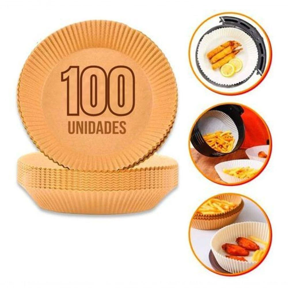 Forro De Papel 100 Unidades Tapete Forma Kit Airfryer Microondas Forno