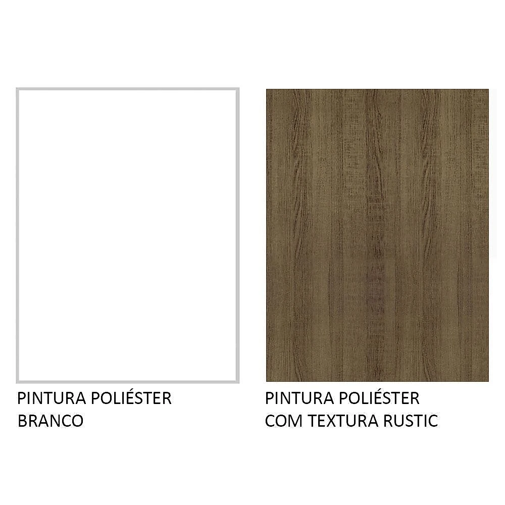 Cozinha Completa Madesa Topazio com Armário, Balcão e Tampo - Branco/Rustic Branco/Rustic