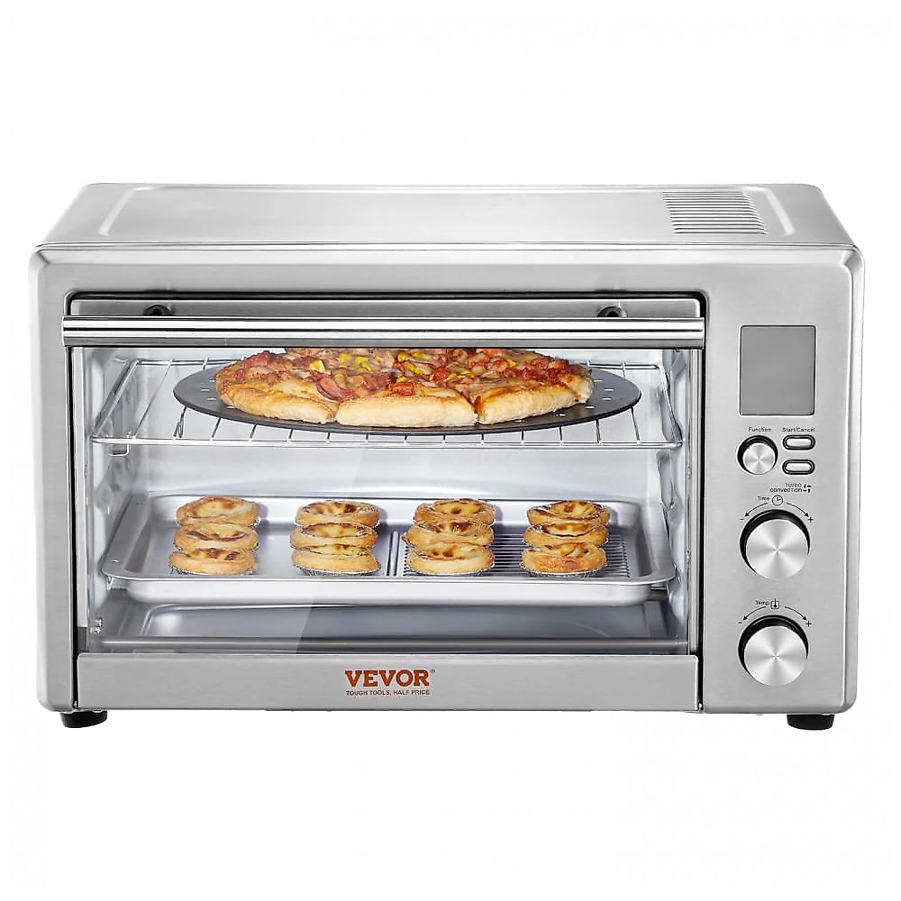 Forno Elétrico Air Fryer VEVOR TE283-D 28L 13-em-1 Inox 2 Grelhas 1800W 110V