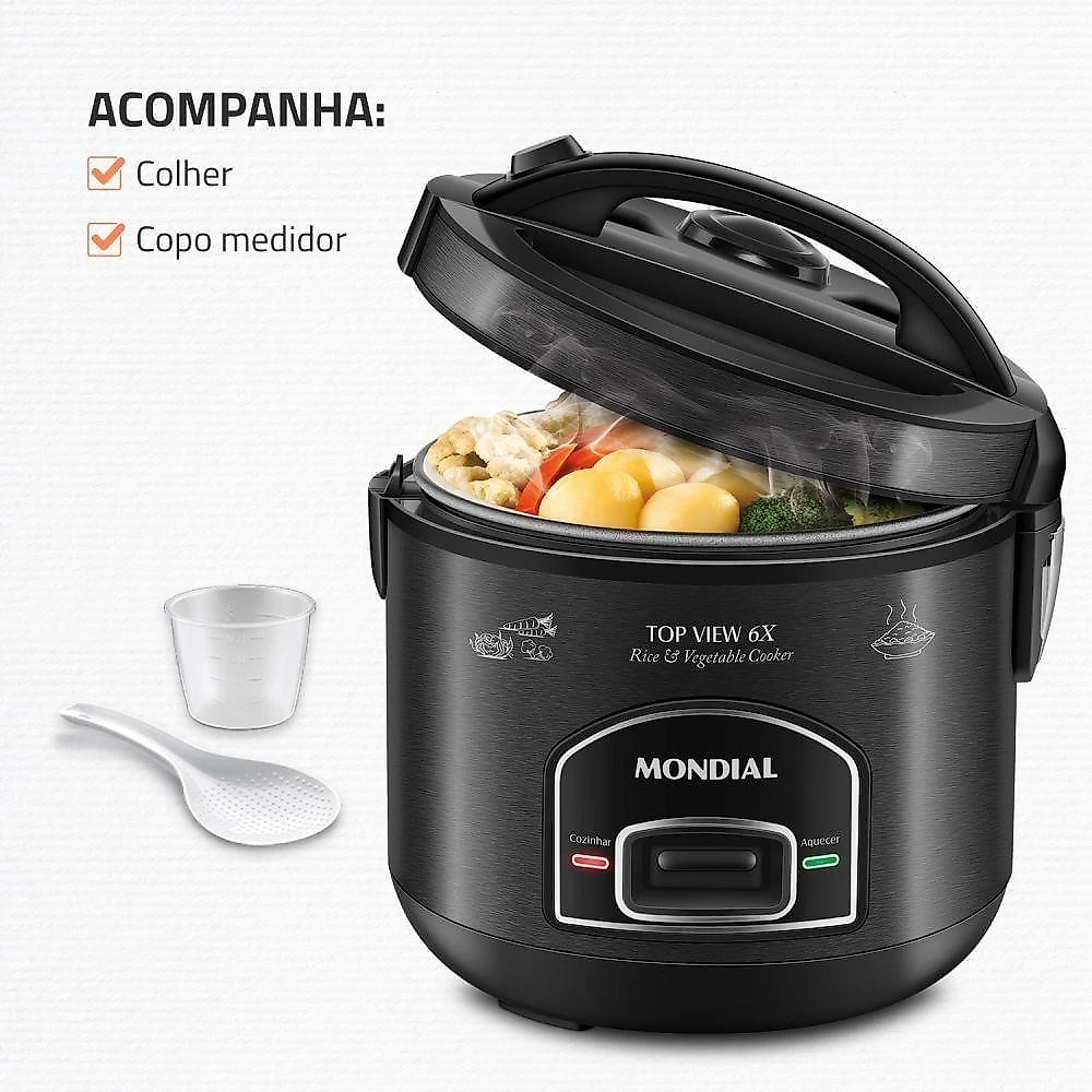 Panela Elética Top View 6x Mondial Black Inox 500W PE-30-6X 220V