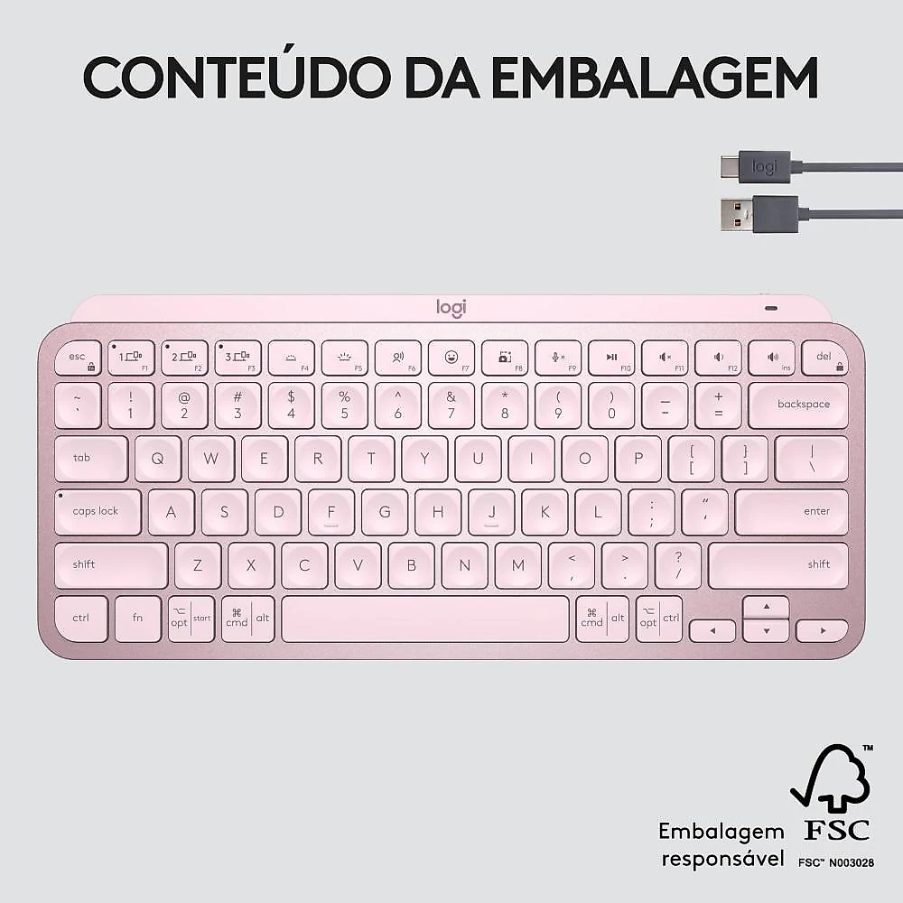 Teclado sem fio Logitech MX Keys Mini - Rosa