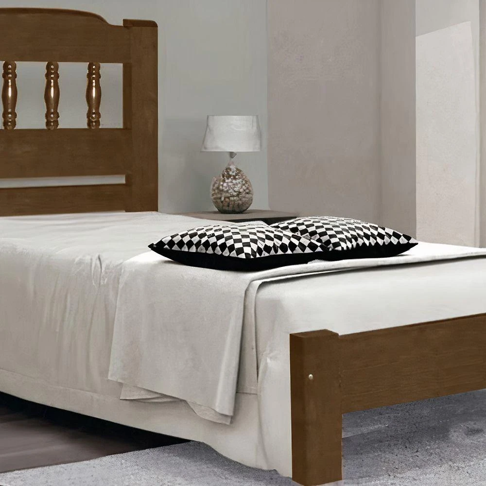 Cama de Solteiro Viena de Madeira Angelim Imbuia