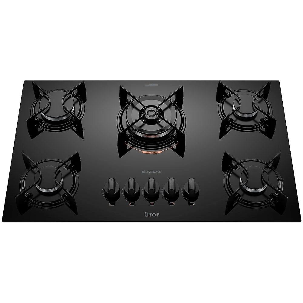 Cooktop 5 Bocas Atlas U Top Acendimento Superautomático com Tripla Chama, Preto