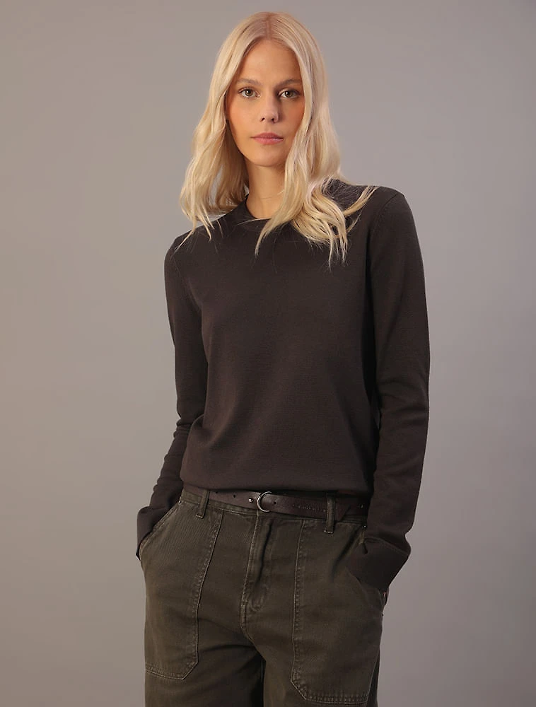 Tricot Feminino Gola Careca Calvin Klein Jeans - Cafe