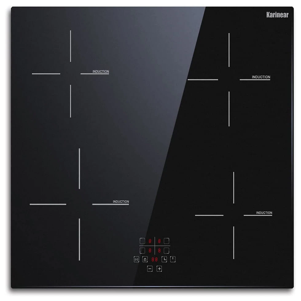 Cooktop de Indução de Embutir Karinear 4 Queimadores, 220V 6400W, Preto