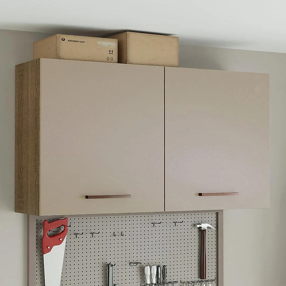 Armário aéreo multiuso 120cm 2 portas rustic/crema agata madesa