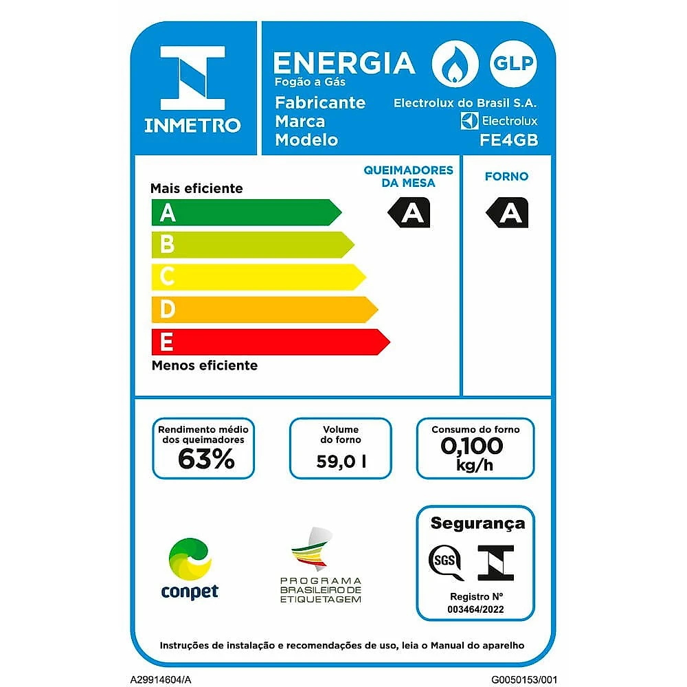 Fogão 4 Bocas FE4GB Mesa Vidro Tripla Chama PerfectCook Electrolux Preto - Bivolt