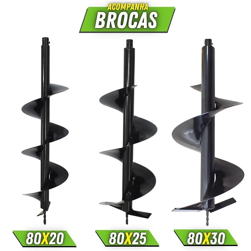 Perfurador de Solo MPS52 à Gasolina 52CC 1,8HP com 3 Brocas para Solo Menegotti