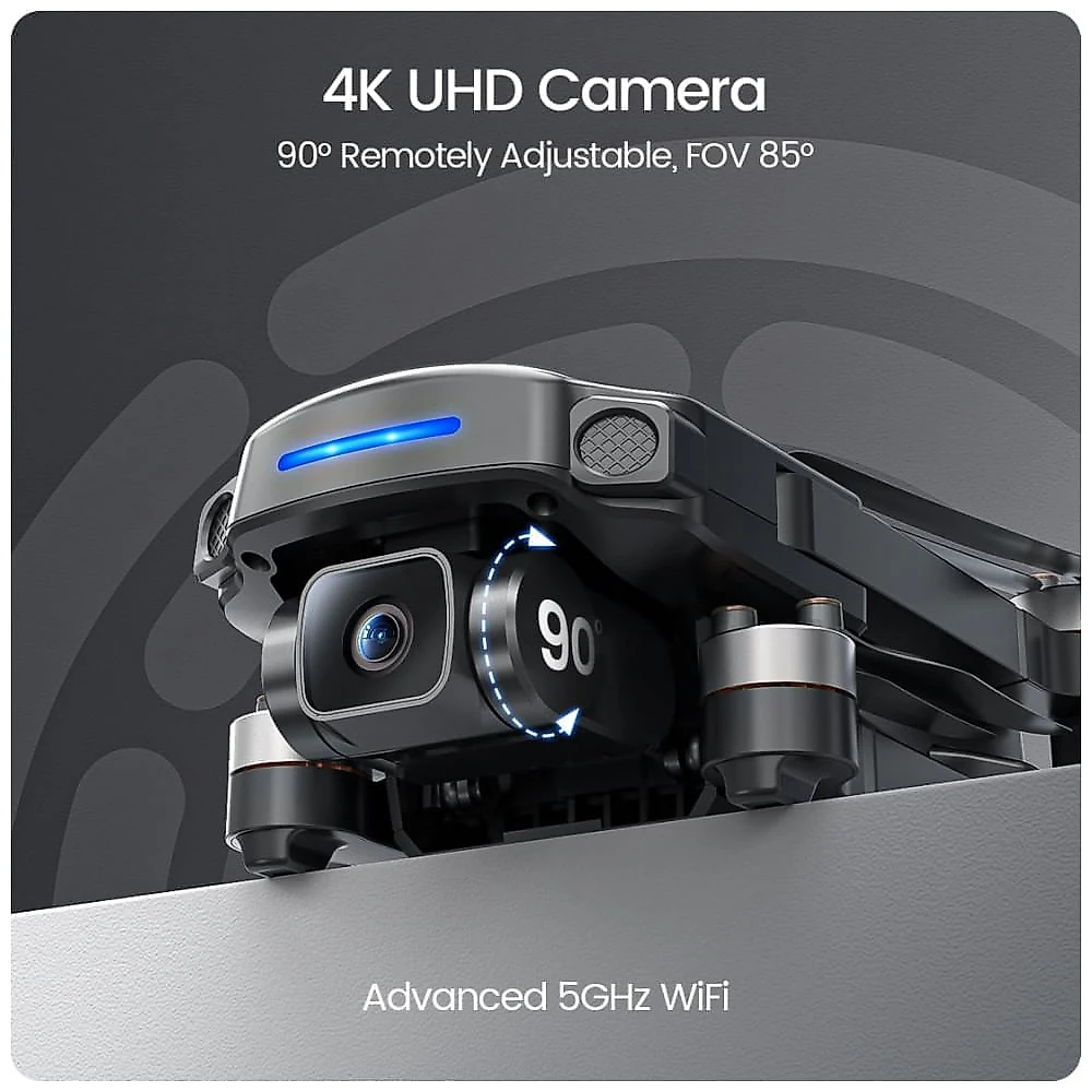 Miniatura Drone Aéreo com GPS e Câmera 4K UHD para Iniciantes, Quadricóptero FPV RC Dobrável, Holy Stone HS360S, Preto 110v