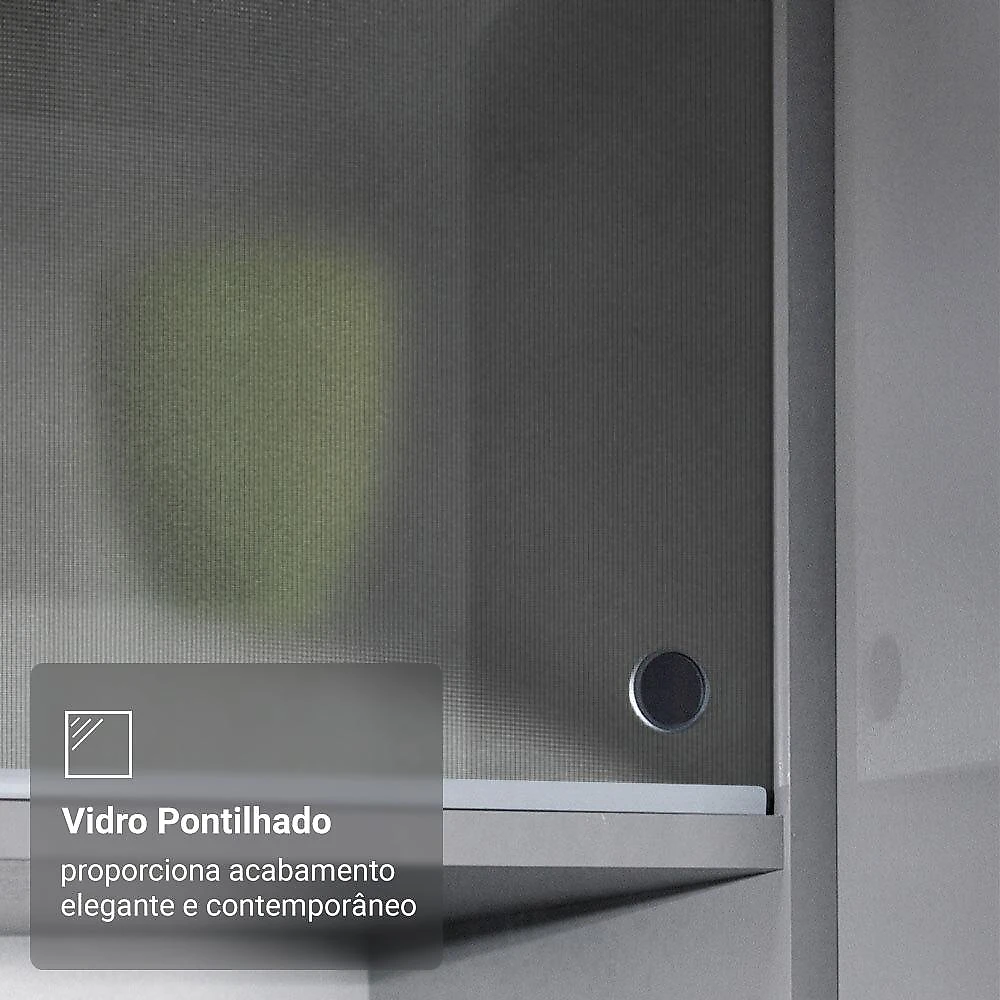 Armário de Cozinha Completa de Canto Suspenso 325cm Cinza Nice Madesa 01 Cinza