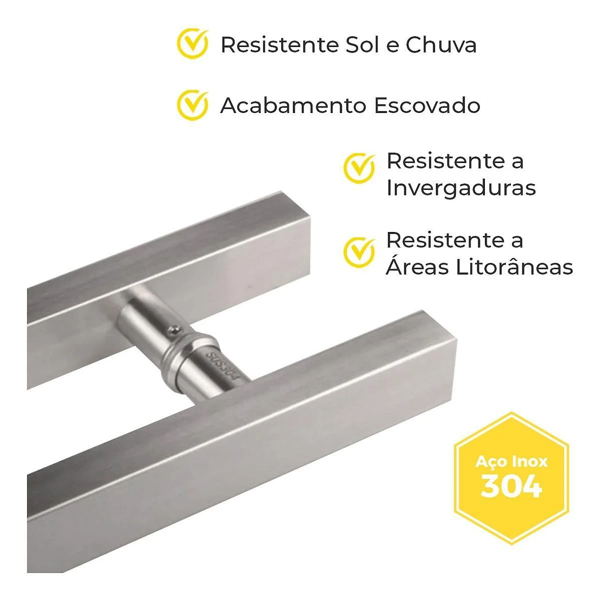 Miniatura Puxador De Porta 1 Metro Inox 304 Escovado Madeira Vidro