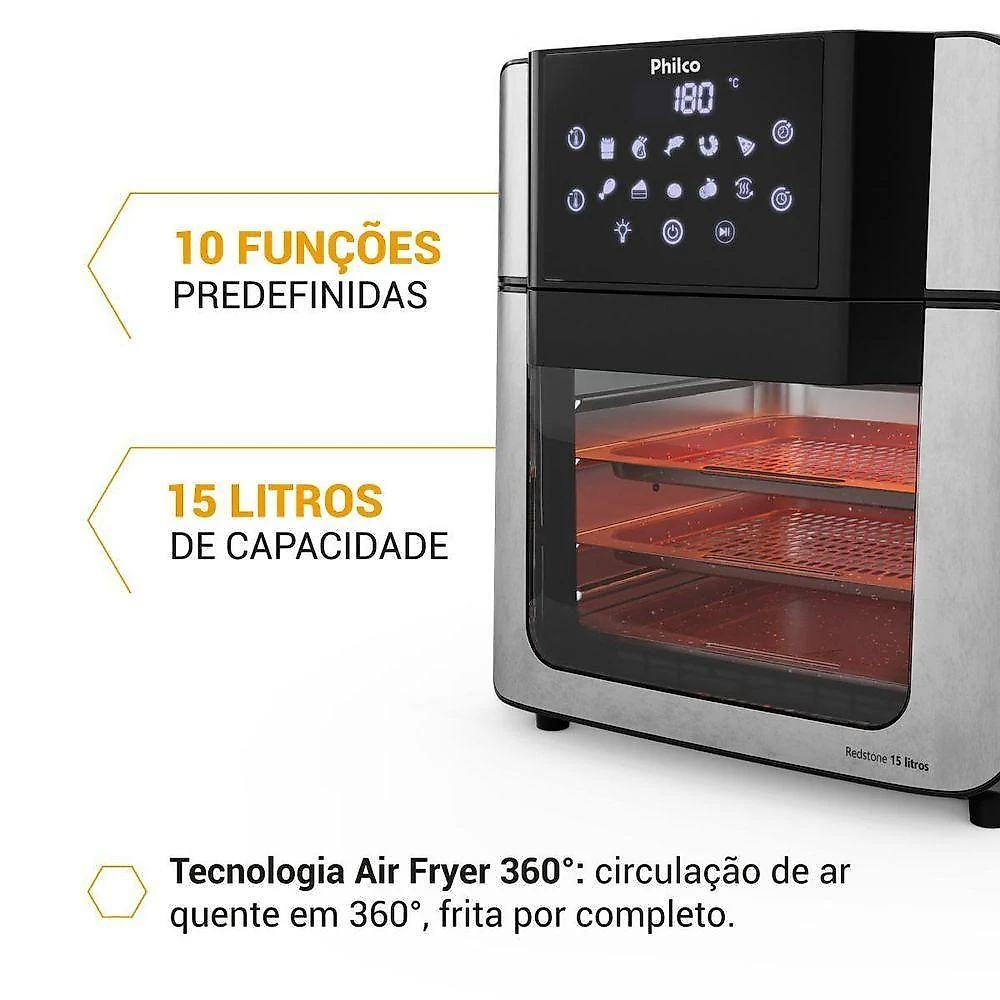 Air Fryer Oven Philco 15L Painel Digital PAF15A 220V