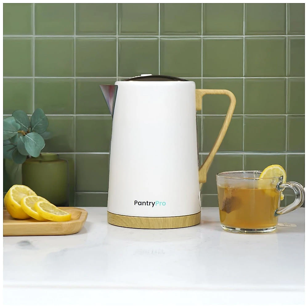 Chaleira elétrica inox PantryPro creme 1,7L 1500W fervedor rápido com desligamento automático P-12894, 110V
