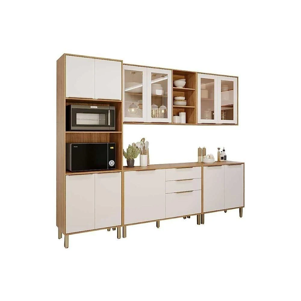 Kit Cozinha C5P161 4 Portas 2 Gavetas MDF 120CM Cinamomo e Off White MGM