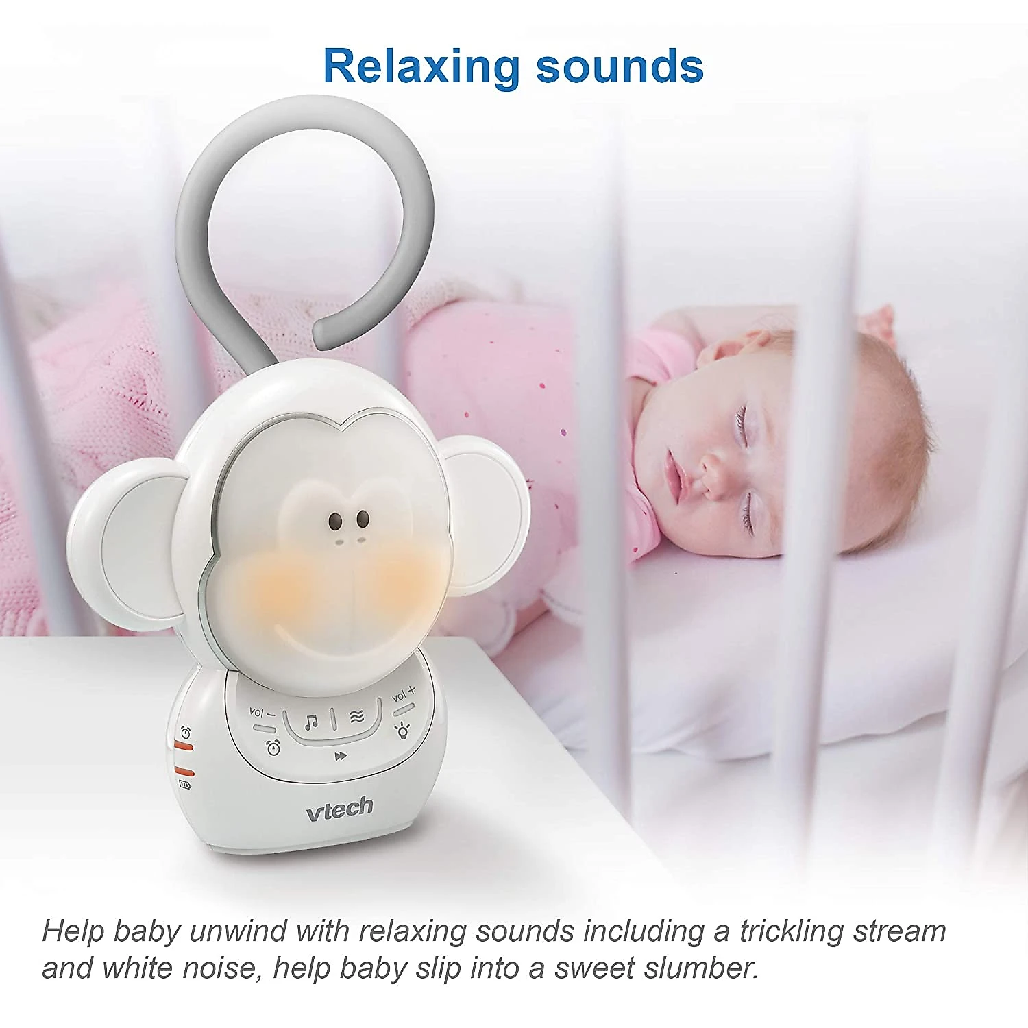 VTech BC8211 Máquina de Som Ruído Branco para Bebês Recém Nas cidos com Luzes Branco Macaco