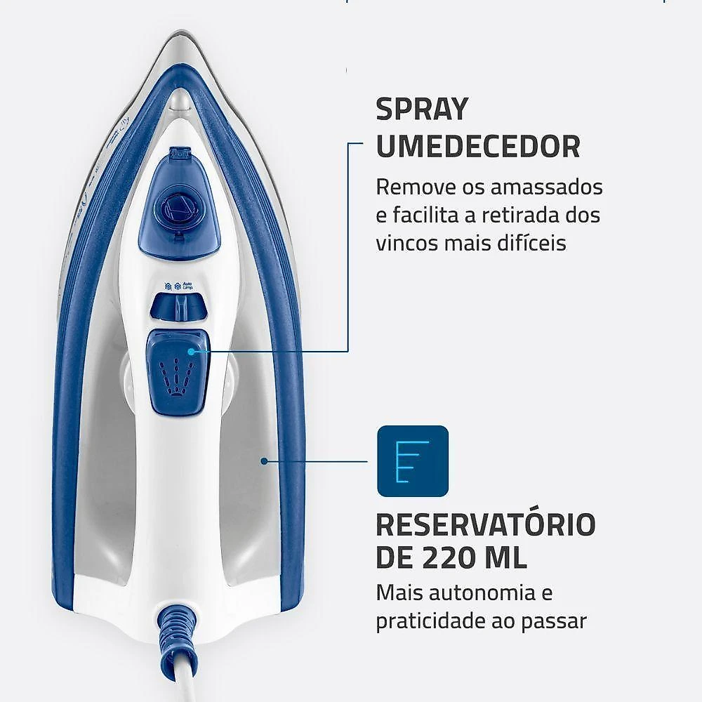 Ferro A Vapor Mondial Base Cerâmica Fvn-01-bl Branco/azul 220 V