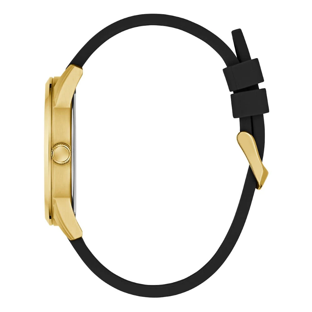 Miniatura Relógio Guess Masculino Detalhe Pneu Silicone Dourado