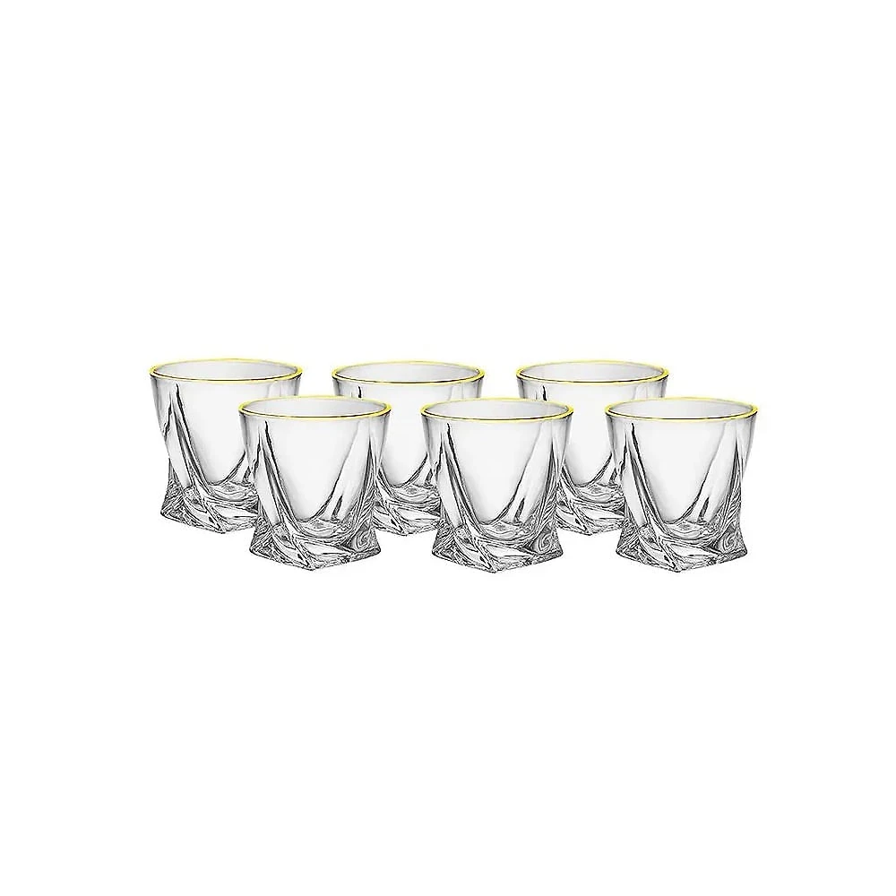 Jogo de copos PREMIUM para Whisky 300 ml borda dourada
