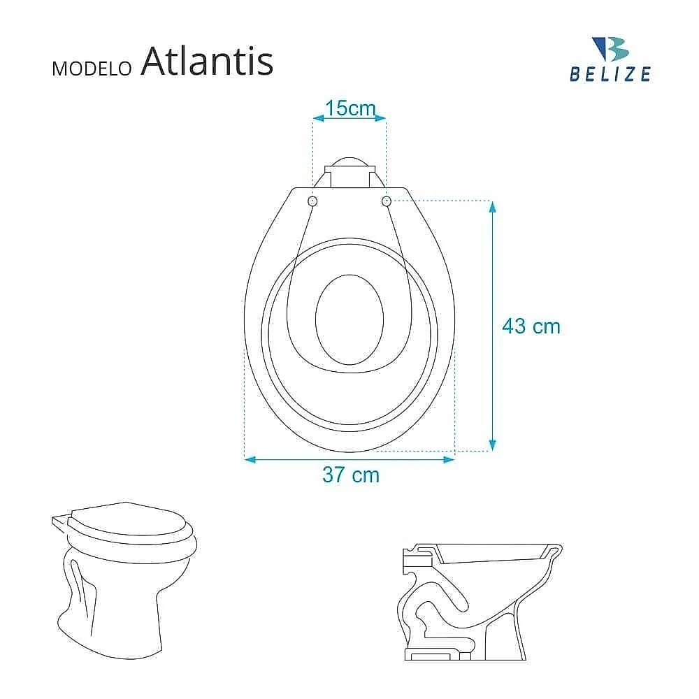 Assento Sanitário Atlantis Alongado Polipropileno Parafusado Fechamento Suave Cinza Claro Pontto webcontinental-7897116755114