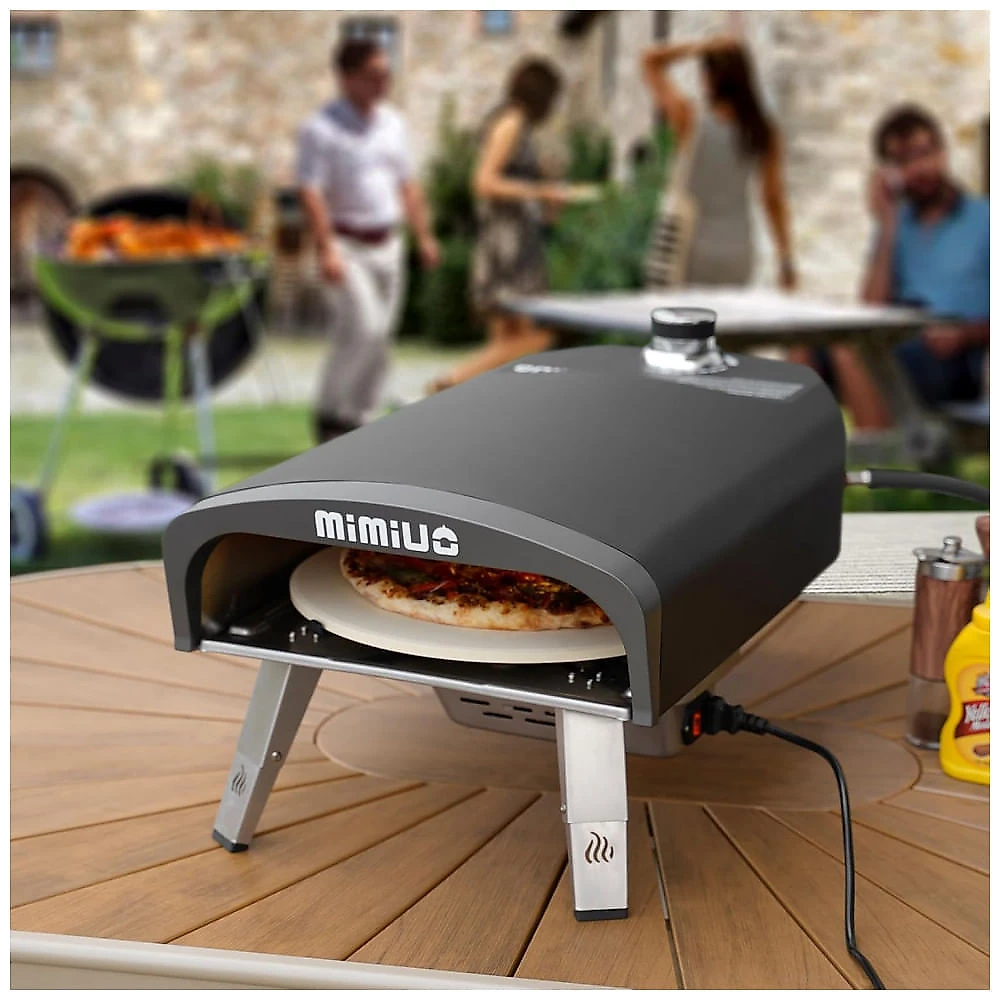 Forno de Pizza Mimiuo Tisserie G-Oven 35 cm a Gás Propano Pedra Refratária Giratória 482°C Napolitana Portátil Externo Preto
