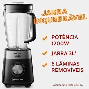 Liquidificador Philips Walita Série 5000 RI2242 3L 1200W 12 Velocidades Preto 110V