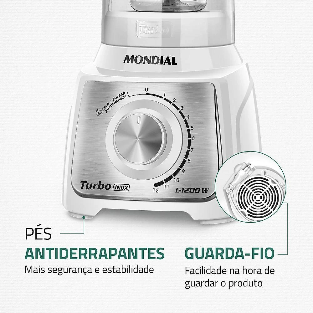 Liquidificador Mondial Turbo Black L-1200-wi Liquidificador L-1200-wi 127v/60hz
