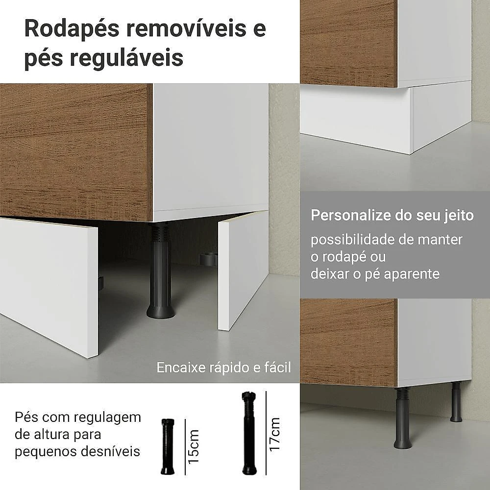 Armário de cozinha completa 100% mdf 310 cm smart madesa 03 branco