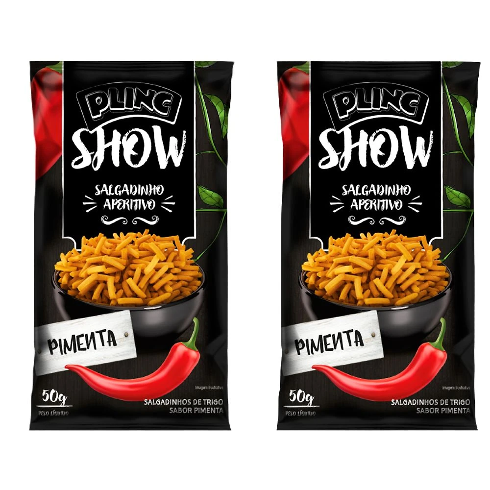 Kit 2 Salgadinho Aperitivo Plinc Show Sabor Pimenta 50g
