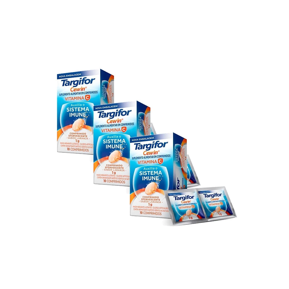 Miniatura Kit 3 Vitamina C Targifor Cewin 1g com 10 comprimidos efervescentes