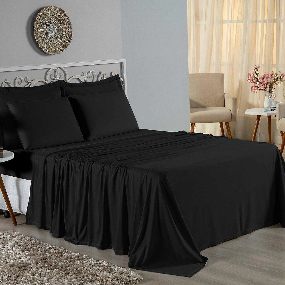 Lençol De Cima Casal Nobre 1 Peça 2,40m X 2,20m Malha 100% Algodão - Preto