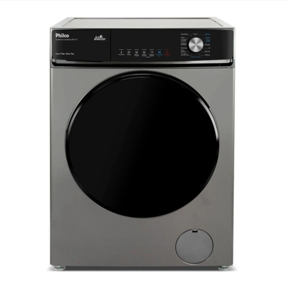 Lava e Seca Philco 16 Programas Eco Inverter 11kg Titânio PLS11C 220V