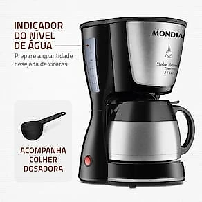 Cafeteira Elétrica Mondial Dolce Arome Thermo Inox C-33 JT 24 Xícaras - Preta 110V