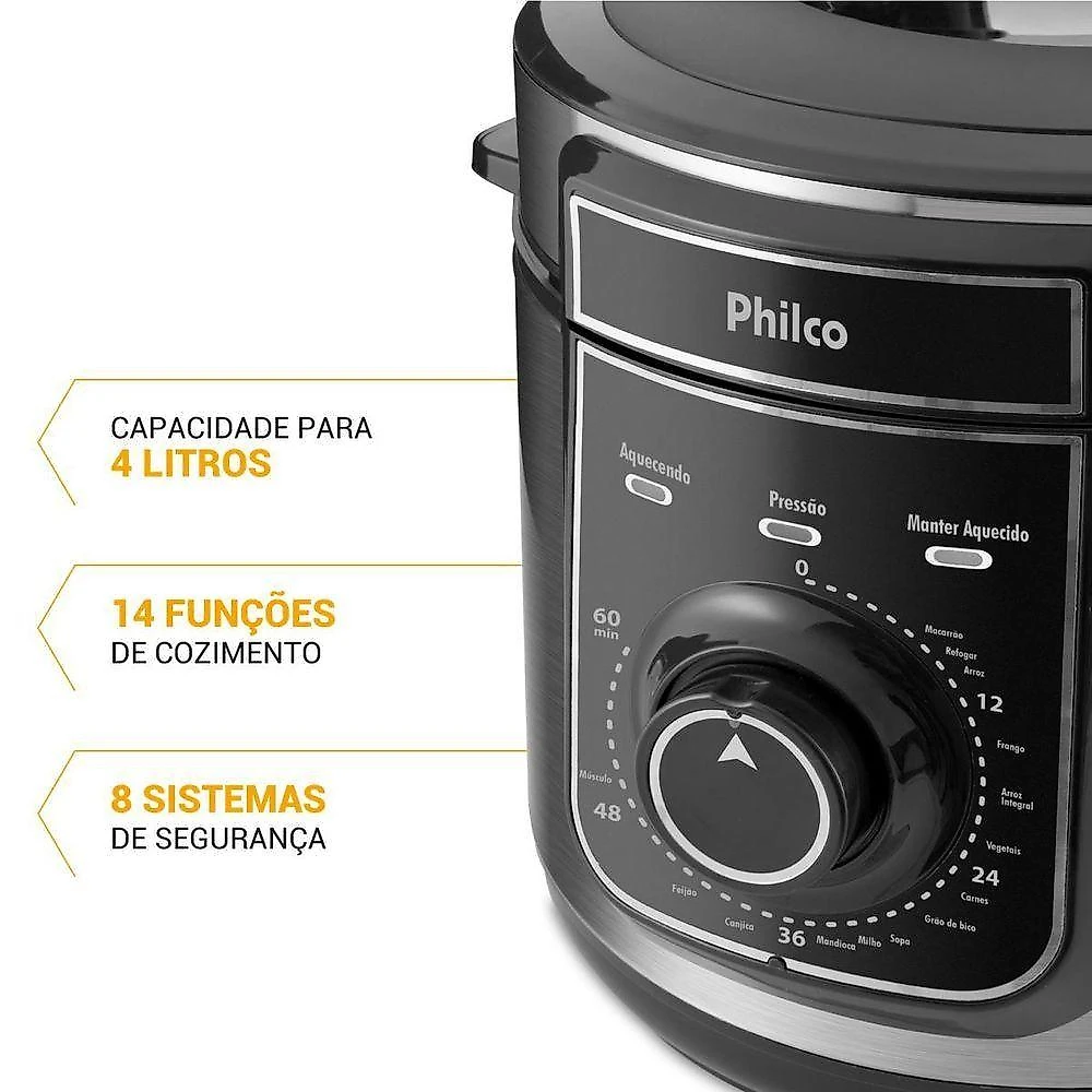 Panela De Pressão Elétrica Philco 4L 14 Funções PPPE04A 110V