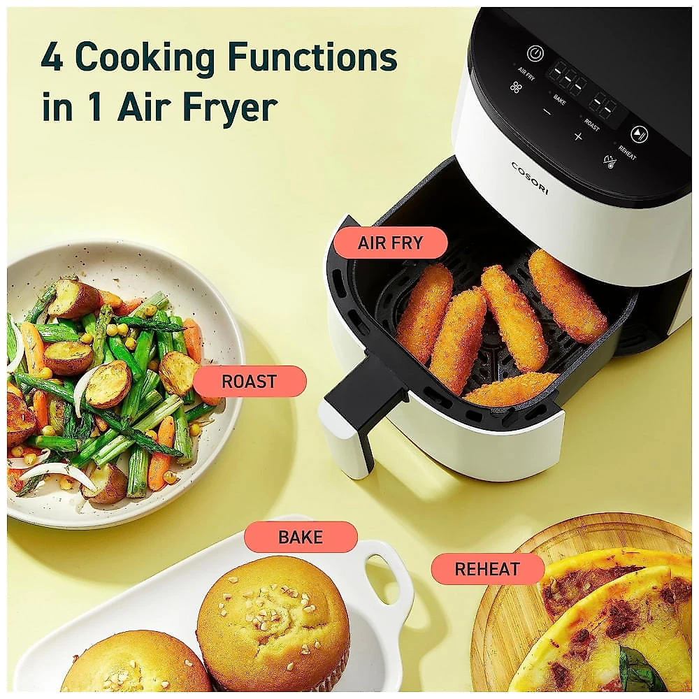 Fritadeira Elétrica AirFryer 2.1L com Painel Digital e Cesto Antiaderente, 110V, COSORI, Branca