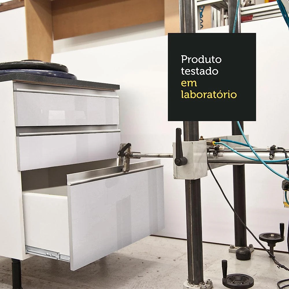 Kit Área De Serviço Madesa Acordes 100% MDF com 2 Armários Aéreos - Portas Branco Brilho Branco