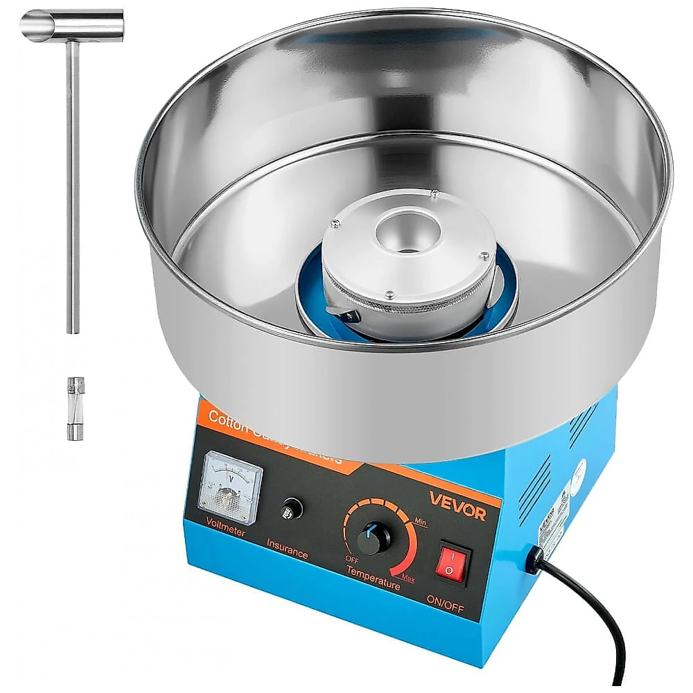 Máquina de Algodão Doce VEVOR 1000W Tigela Inox 38 cm Uso Contínuo 1h 110V