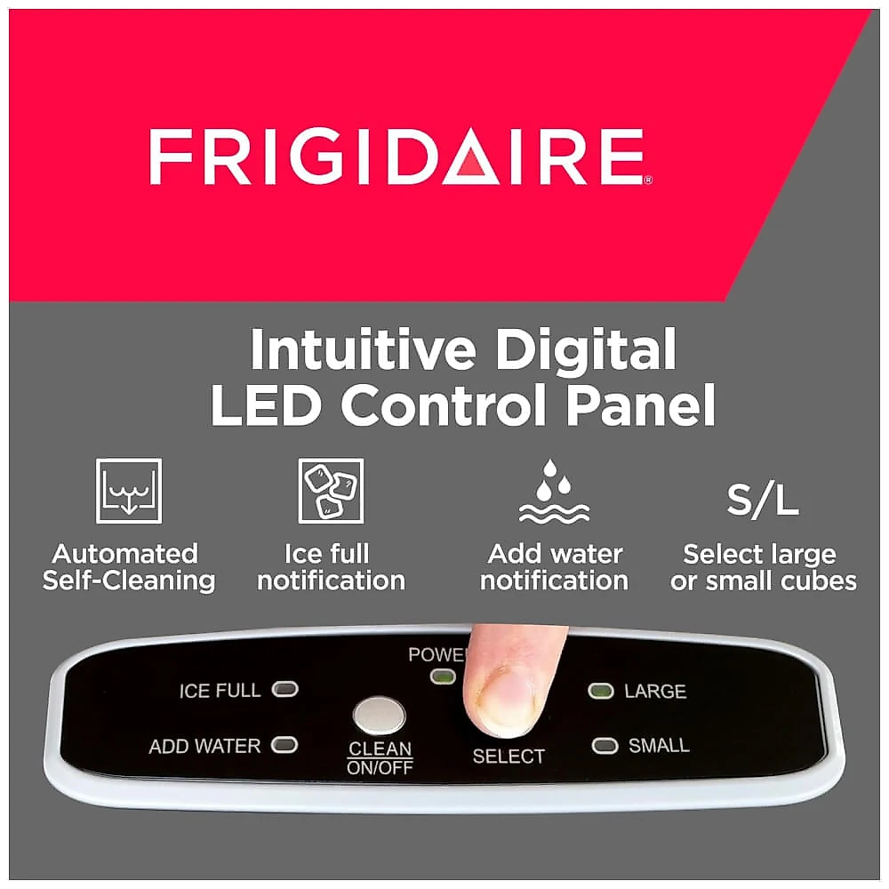 Máquina de Gelo de Bancada que Produz 11 kg em 24H com Indicadores LED e Material de Aço Inoxidável, 110V 105W, Frigidaire EFIC120, Prata 110v