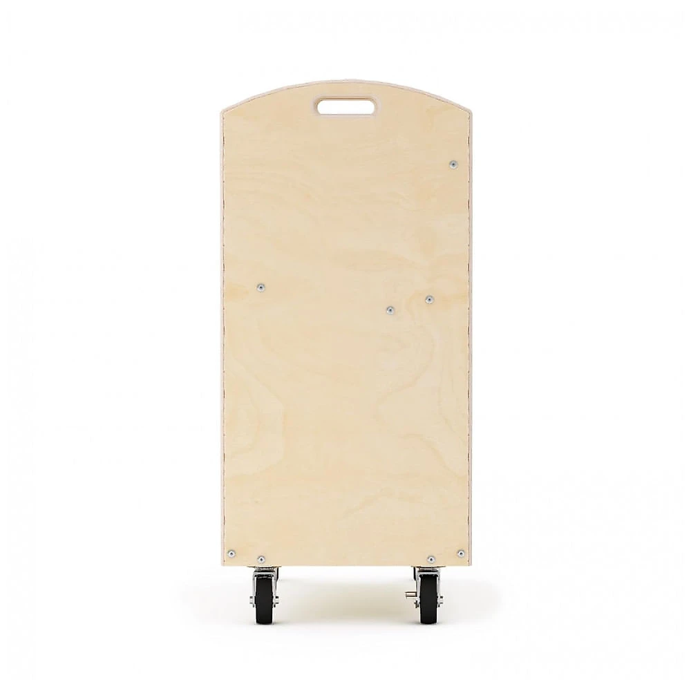 Carrinho infantil para livros Guidecraft EdQ Natural com 2 prateleiras e rodízios em madeira bétula 75cm para organização Montessori